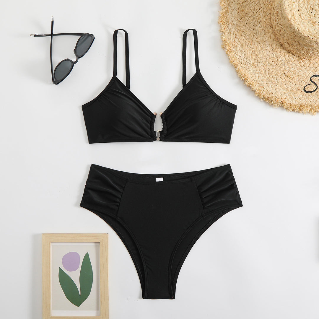 Ladies fashionable triangle bikini with side gathers Mune Fashion