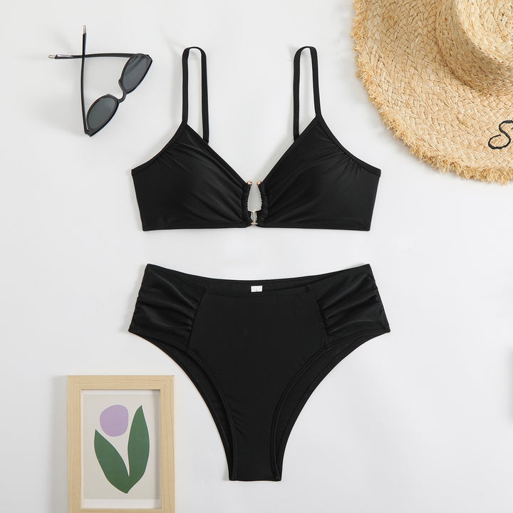 Ladies fashionable triangle bikini with side gathers Mune Fashion