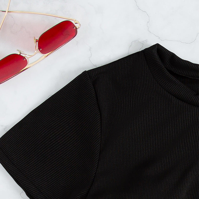 Ladies cropped T-shirt with side ties Mune Fashion