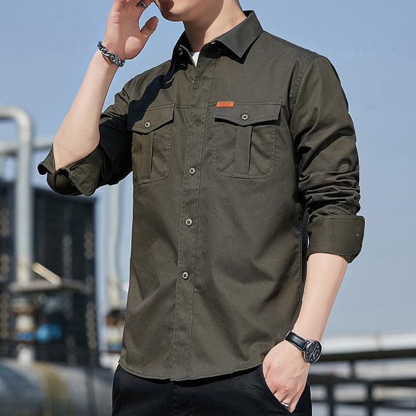 Men's lightweight utility overshirt made of cotton canvas with chest flap pockets Mune Fashion