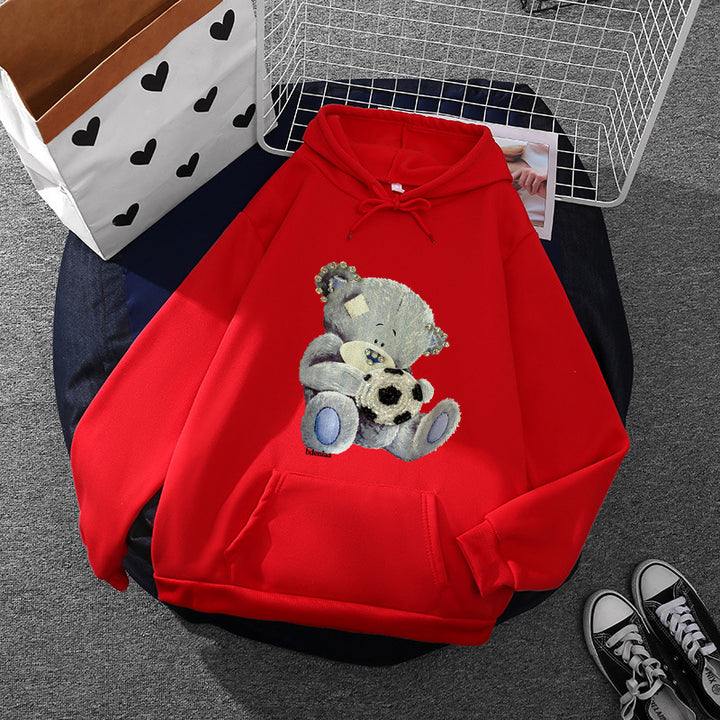 Ladies cozy hoodie with teddy application, soft fleece lining and kangaroo pocket Mune Fashion