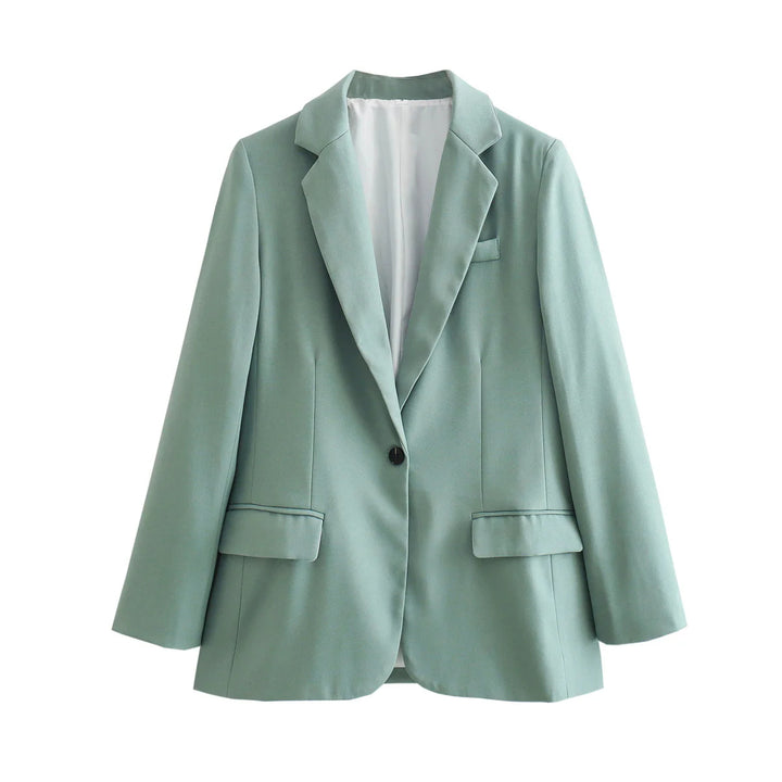 Women tailored houndstooth blazer with lapel collar, pockets, and single-button closure Mune Fashion