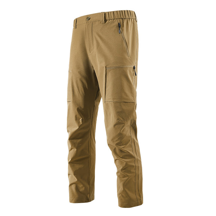 Men's Multifunctional Cargo Travel Pants with Elastic Waistband, Zipper Pockets and Knee Reinforcement Mune Fashion