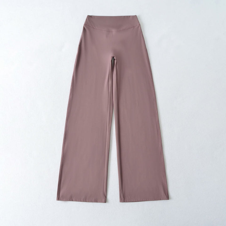 Women's Wide High Waist Lounge Pants made of Stretch Jersey with Flowing Flare Mune Fashion