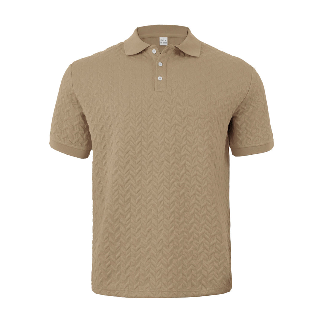 Men's finely woven polo shirt with chevron relief structure and short button placket Mune Fashion
