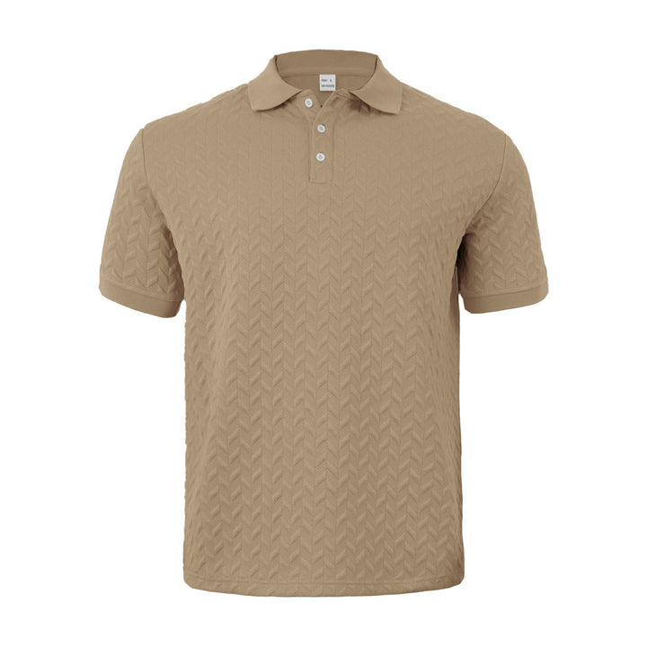Men's finely woven polo shirt with chevron relief structure and short button placket Mune Fashion