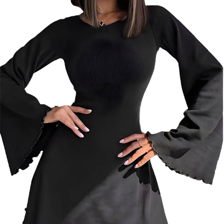 Women’s A-line mini dress with flared trumpet sleeves and fitted silhouette Mune Fashion