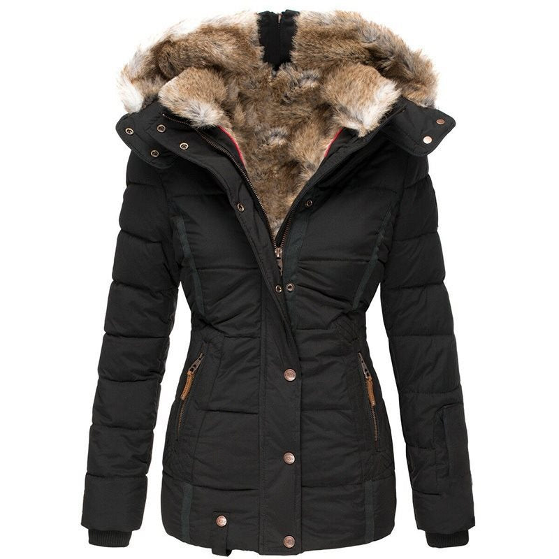 Women's padded parka with fitted cut and faux fur hood Mune Fashion