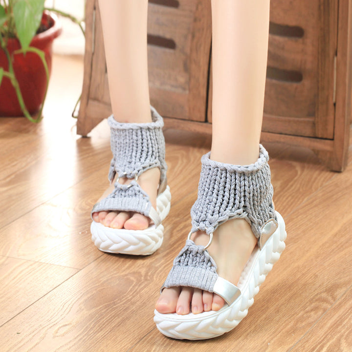 Women nan handwoven braided platform sandals with ergonomic padded sole Mune Fashion