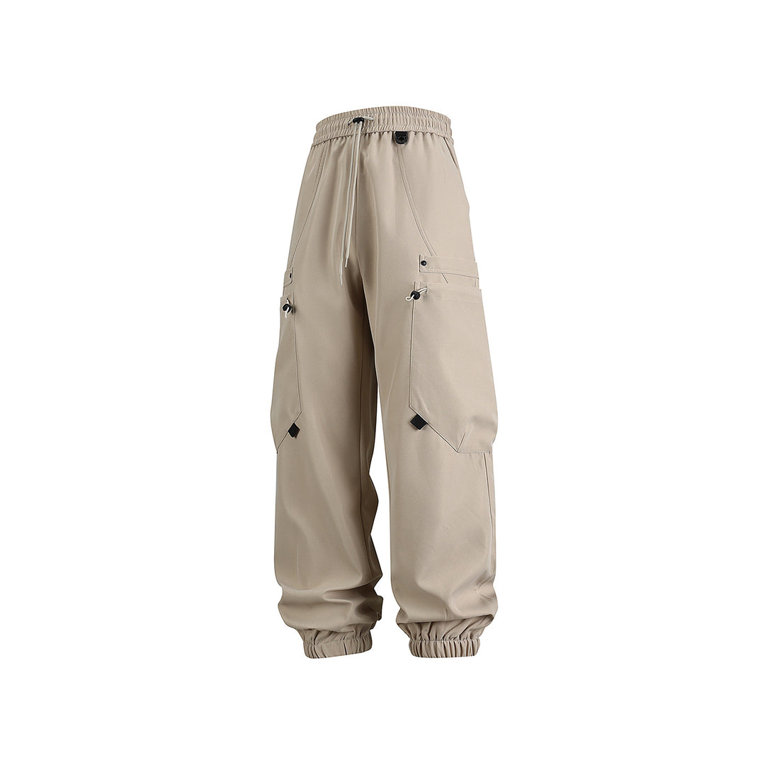 Men's Technical Cargo Jogging Pants with Elastic Tunnel Drawstring Waist and Multifunctional Flap Pockets Mune Fashion