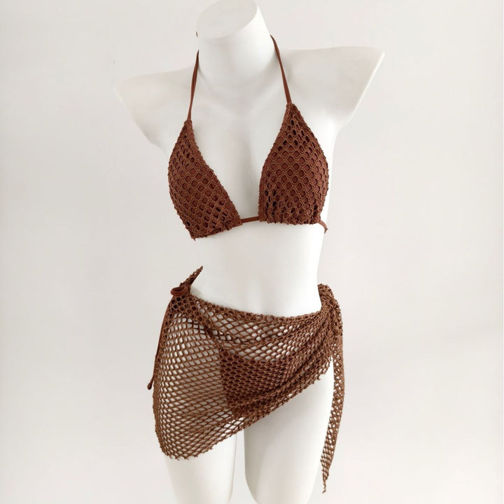 Ladies triangle bikini with trendy net skirt details Mune Fashion