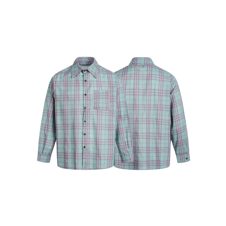 Unisex Boxy Check Shirt made of soft flannel with dropped shoulder and patch chest pocket Mune Fashion