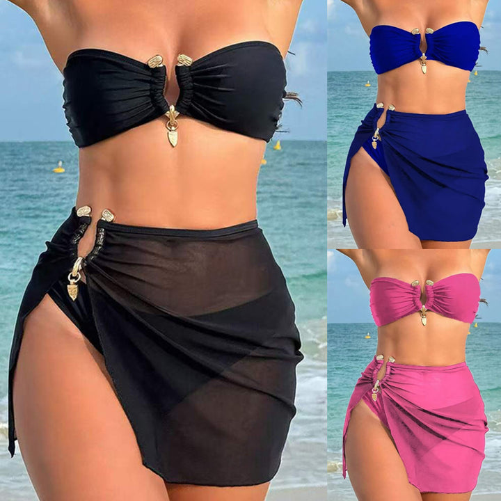 Women's bikini set with stylish gathered top and elegant wrap skirt Mune Fashion