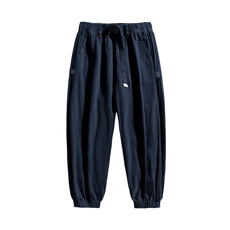 Men's Urban Relaxed Jogger in Canvas-Look with Adjustable Web Belt and Utility Seams Mune Fashion
