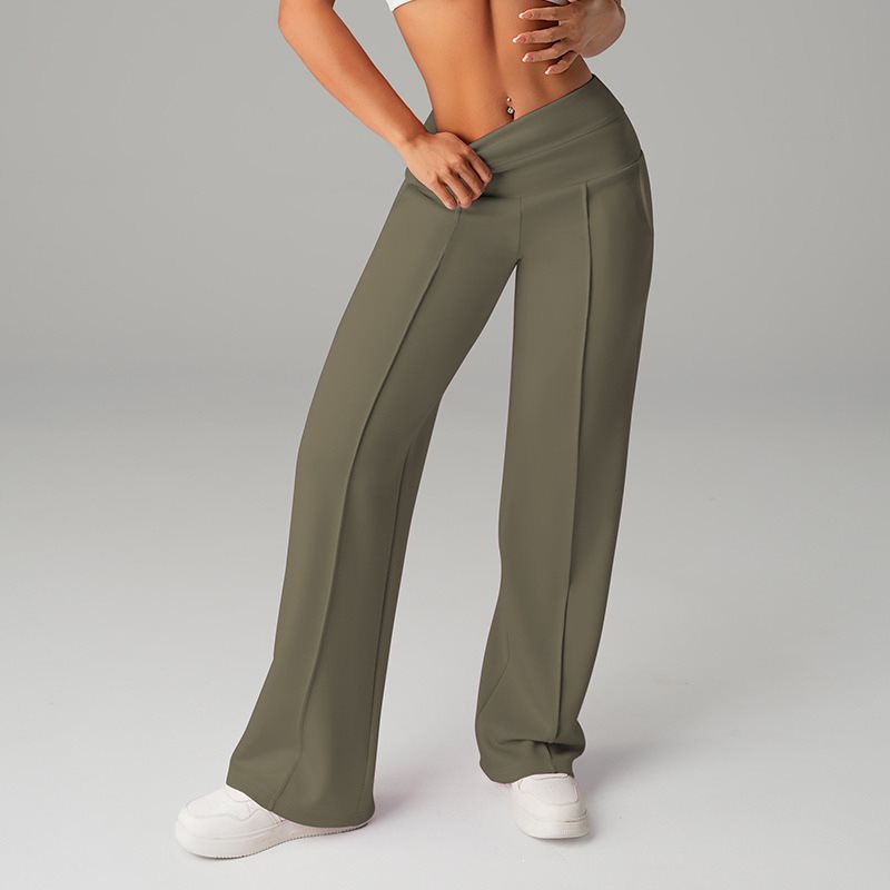 Women's High-Waist Palazzo Sweatpants with Crease and Comfort Waistband Mune Fashion