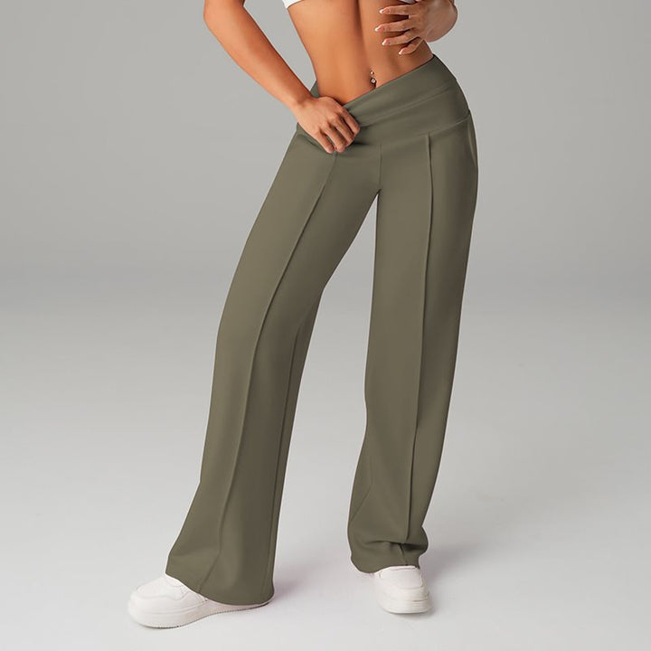 Women's High-Waist Palazzo Sweatpants with Crease and Comfort Waistband Mune Fashion