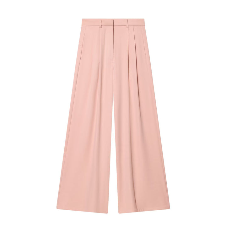 Women's High-Waisted Palazzo Pants with Wide Leg and Piping Pockets Mune Fashion