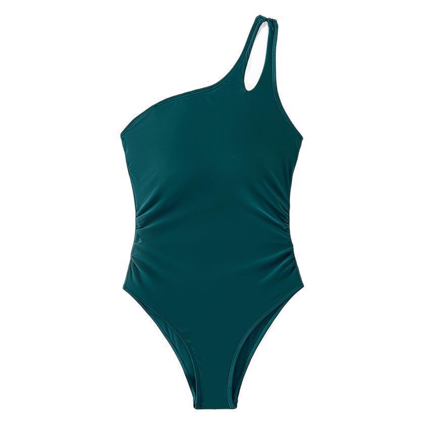 Women One-Sided Swimsuit with Unique Button Detail Mune Fashion