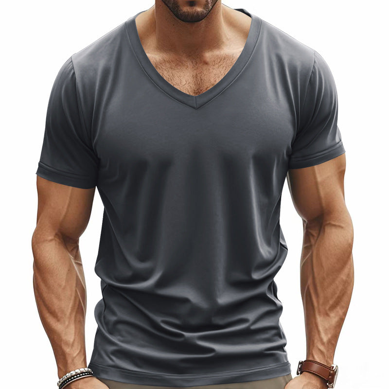 Men's V-neck T-shirt made of breathable cotton blend with modern cut Mune Fashion