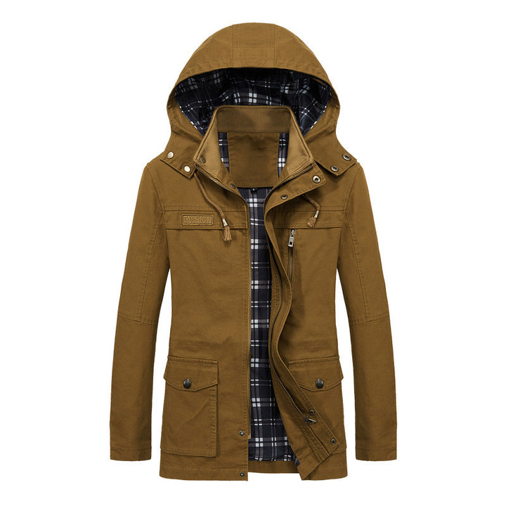 Men's field parka in urban utility style with checked inner lining, removable hood, and multifunction pockets Mune Fashion