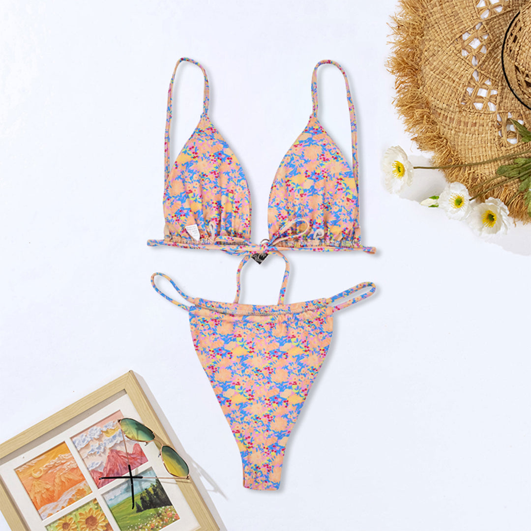 Women's Floral Print Triangle Bikini Mune Fashion