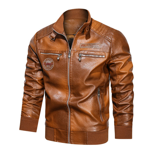 Men's faux leather pilot jacket in aviator look with quilted shoulder area and zippered pockets Mune Fashion