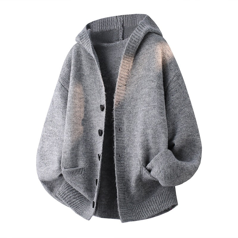 Men's Oversized Knit Cardigan with Shawl Collar, Button Placket and Side Pockets Mune Fashion