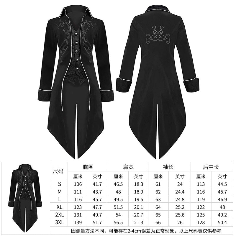 Women's Victorian Frack coat with tailored cut, decorative embroidery and asymmetrical train Mune Fashion
