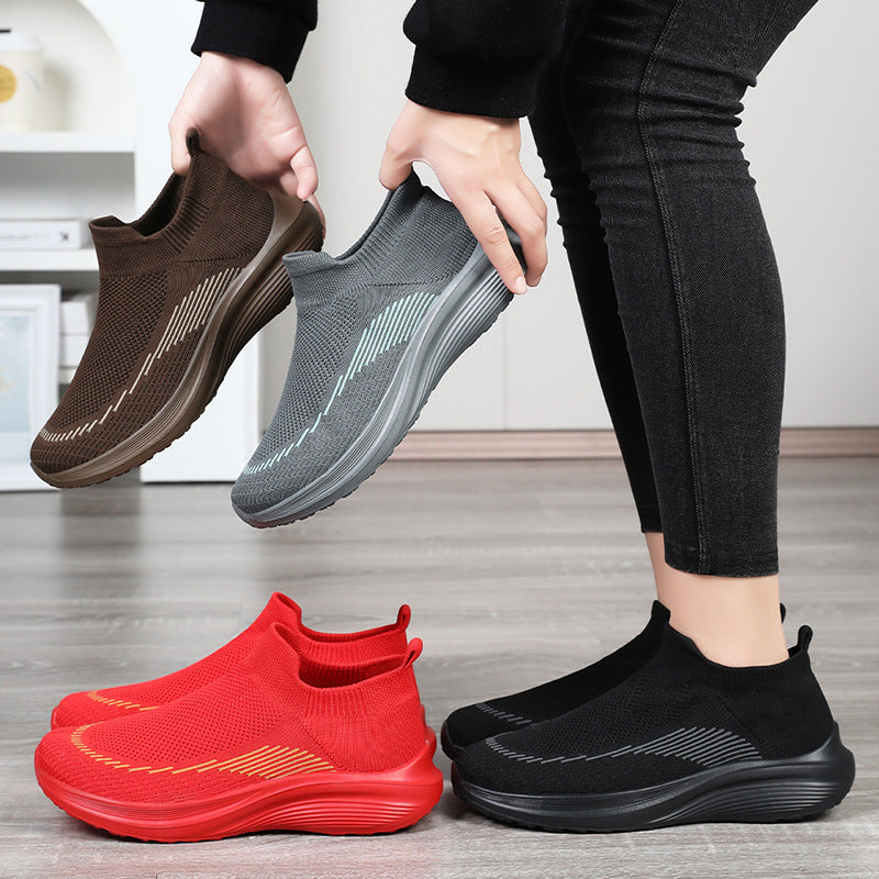 Women's Comfortable and Breathable Slip-On Sneakers with Seamless Knit Surface Mune Fashion