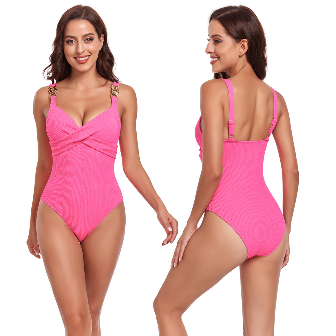 Women's One-Piece Swimsuit with Elegant Wrap Design and Adjustable Straps Mune Fashion