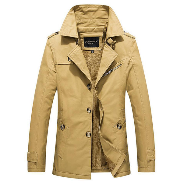 Men's short coat with teddy fleece lining, stand-up collar and double-breasted button placket Mune Fashion