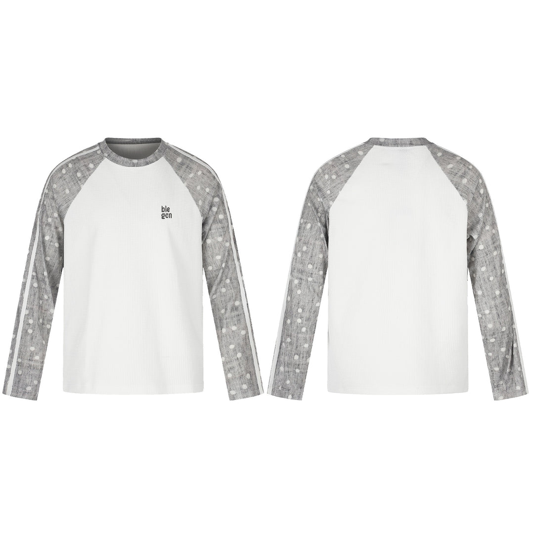 Unisex waffle texture sweatshirt with transparent contrast sleeves, raglan and side stripes Mune Fashion