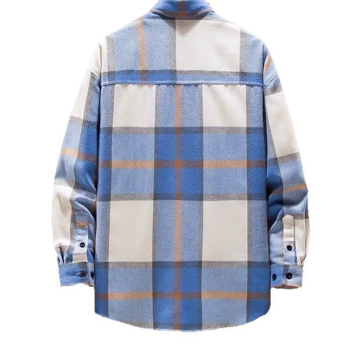 Men's oversized checked flannel shirt with chest pocket and classic button closure Mune Fashion