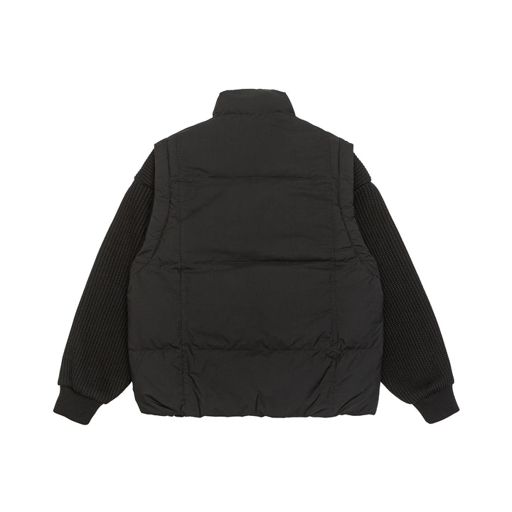 Men's Insulated Hybrid Quilted Jacket with Knitted Sleeves and High Standing Collar Mune Fashion