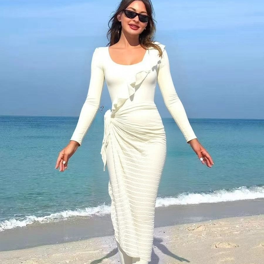 Ladies Elegant Summer Dress with Wrap Look Mune Fashion