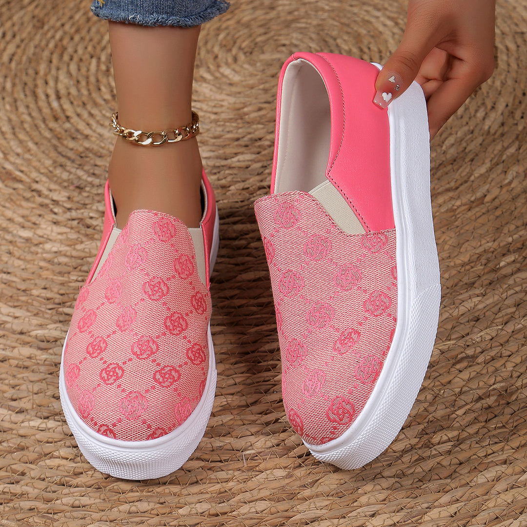 Women Slip-On Platform Sneaker with Glitter Front, Padded Heel Area and White Profile Sole Mune Fashion