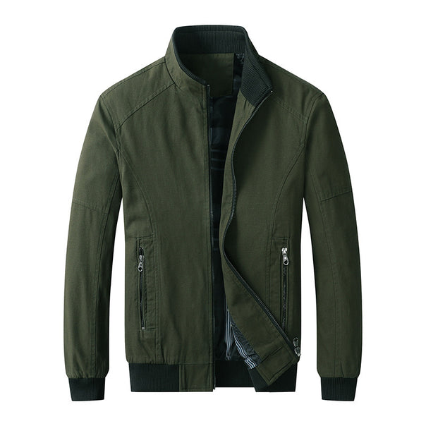Men's lightweight cotton bomber with stand-up collar, zipper and ribbed cuffs Mune Fashion