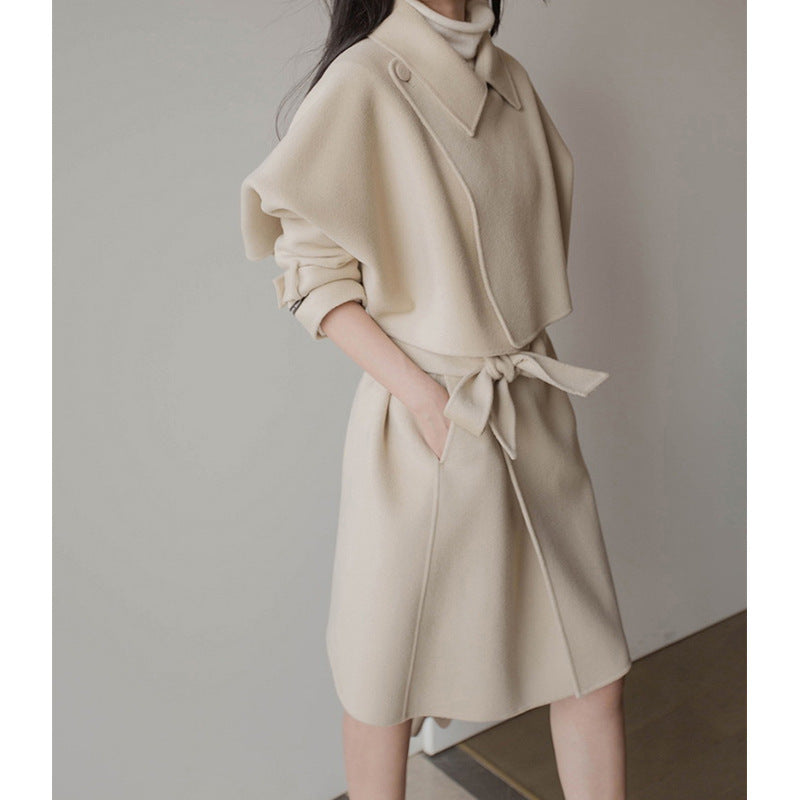 Women's Elegant Transitional Jacket with Waist Belt Drune