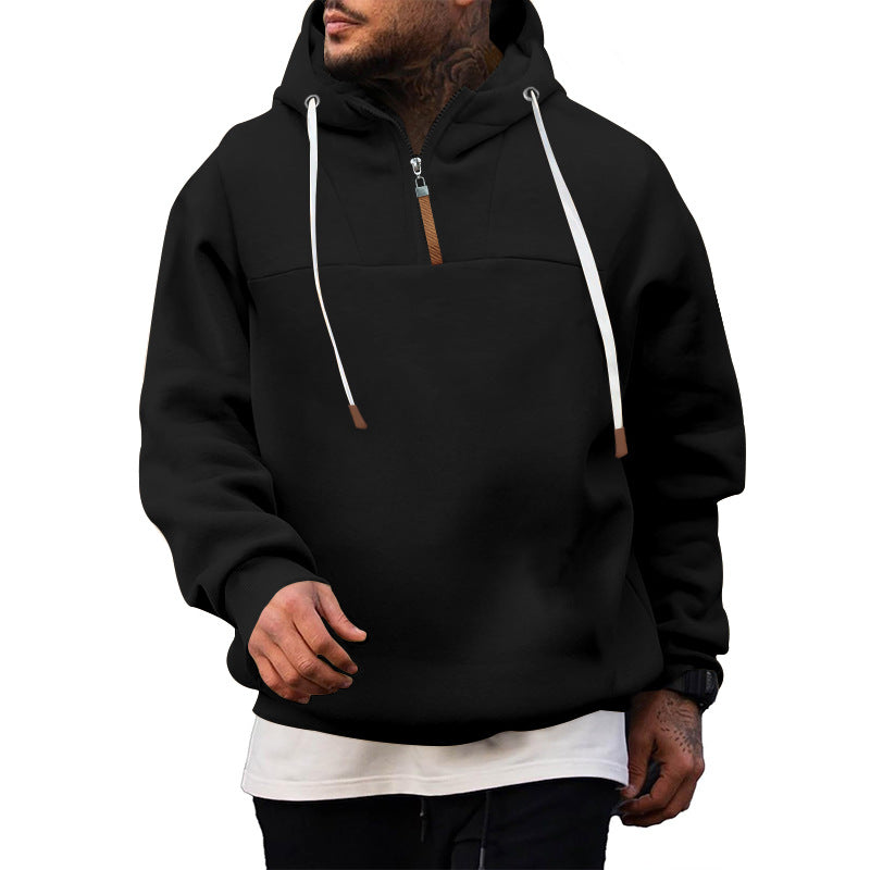 Men's nano sweat half-zip with textured interior, adjustable hood and wide ribbed hem Mune Fashion