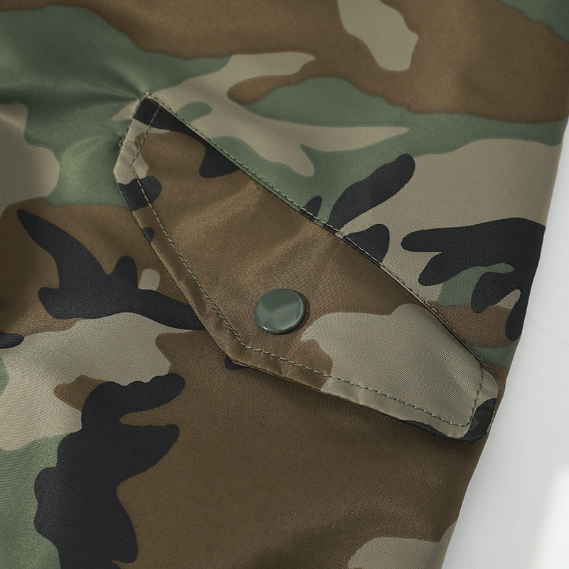 Men's pilot bomber jacket in camouflage design with sleeve zipper pocket and safety band Mune Fashion