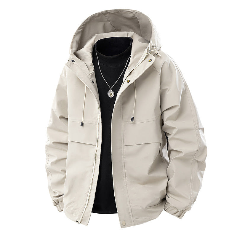 Men's Minimalist Tech Softshell Parka with Hood, Concealed Zipper and Cargo Chest Pockets Mune Fashion