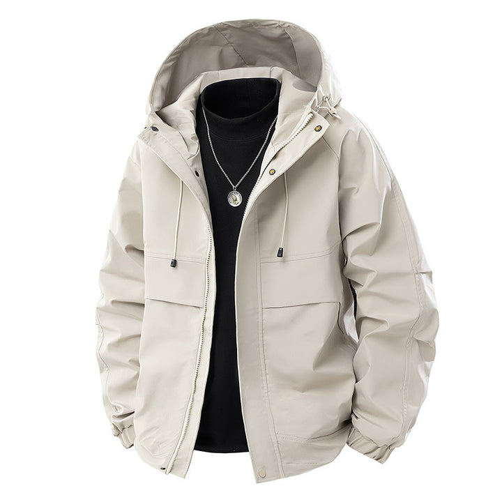 Men's Minimalist Tech Softshell Parka with Hood, Concealed Zipper and Cargo Chest Pockets Mune Fashion