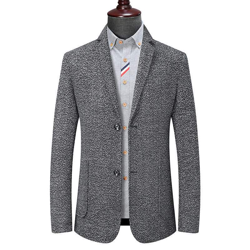 Men's Slim-Fit structured wool blend blazer with shawl collar look and patch pockets Mune Fashion