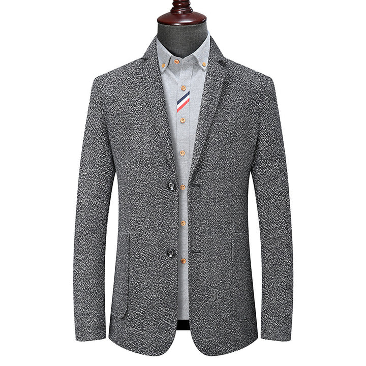 Men's Slim-Fit structured wool blend blazer with shawl collar look and patch pockets Mune Fashion