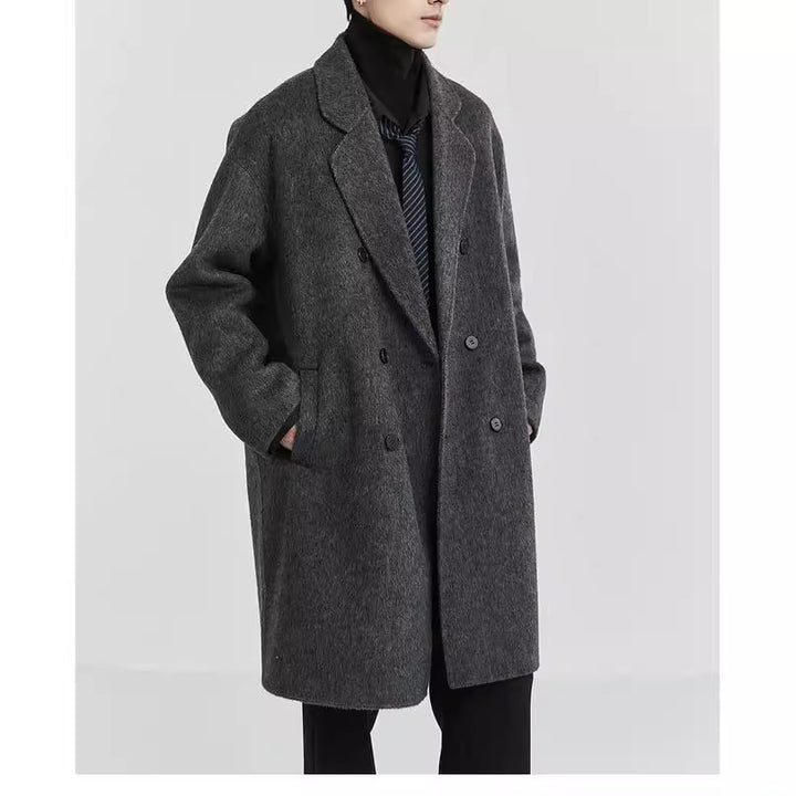 Men's Double-breasted wide-cut wool coat with shawl collar Mune Fashion