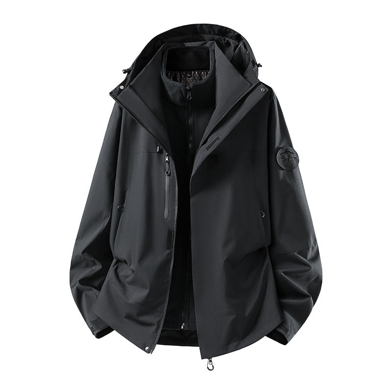 Men's two-layer softshell outdoor jacket with removable fleece lining and adjustable hood Mune Fashion