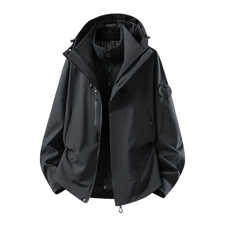 Men's two-layer softshell outdoor jacket with removable fleece lining and adjustable hood Mune Fashion
