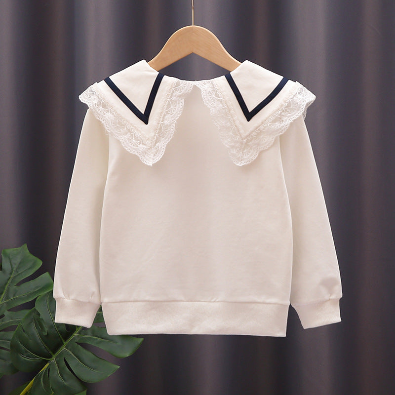 Women's sweatshirt with lace collar Mune Fashion
