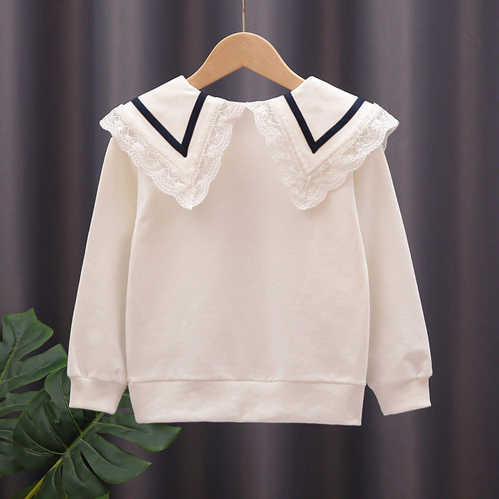 Women's sweatshirt with lace collar Mune Fashion