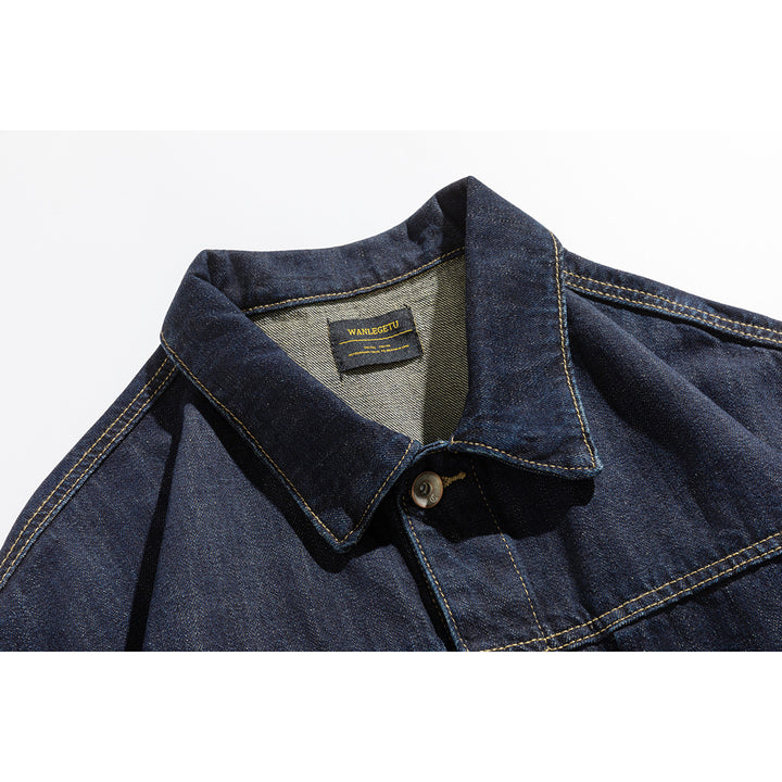 Unisex Wide-cut Denim Worker Blouson with Asymmetric Flap Pocket Mune Fashion